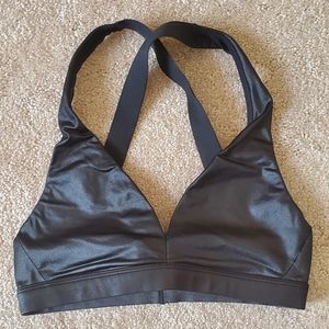 VSX Black Shimmer Deep V Sports Bra